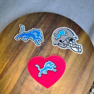 Set of 3 Detroit Lions Embroidered Iron-On Patches-BRAND NEW!!